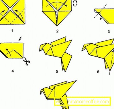 Origami de papel: Pássaro