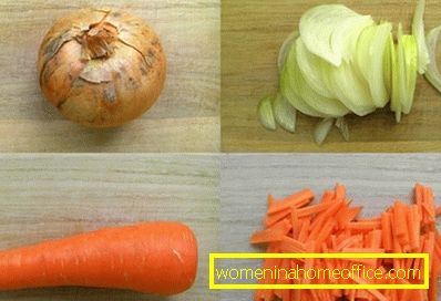 Descasque, lave e pique as cenouras e cebolas restantes.